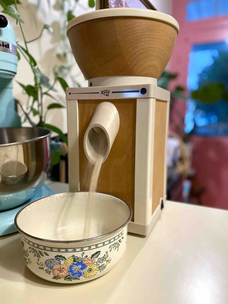 komo mio grain mill with fresh milled flour