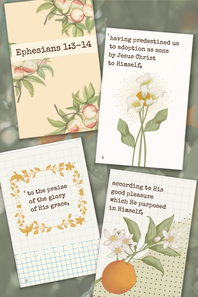 examples of Ephesians memory verse booklet printable